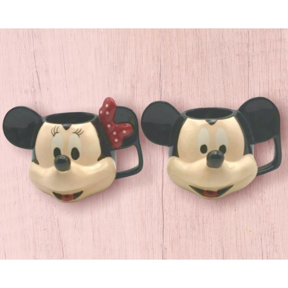 Disney Mickey & Minnie 3D Sculpted 14oz Head Mugs